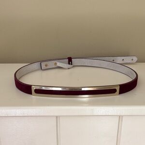 WHBM Burgundy Suede Skinny Belt